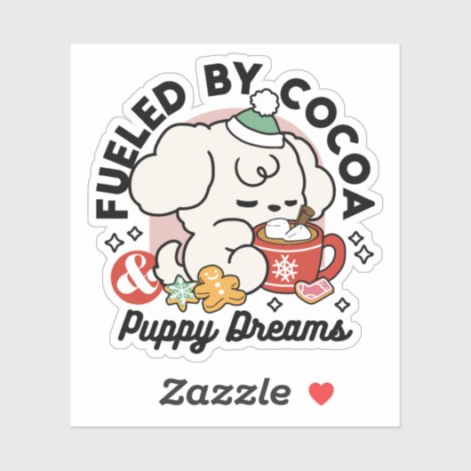 Gevoed door cacao en puppydromen - Schattigee wint Sticker (Vel)