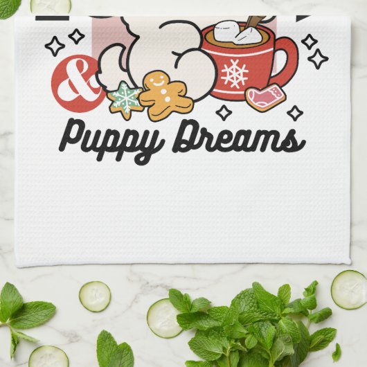 Gevoed door cacao en puppydromen - Schattigee wint Theedoek (Gevouwen)