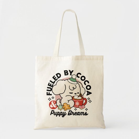 Gevoed door cacao en puppydromen - Schattigee wint Tote Bag (Voorkant)