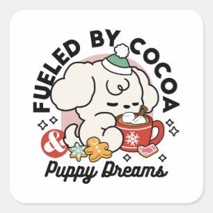 Gevoed door cacao en puppydromen - Schattigee wint Vierkante Sticker