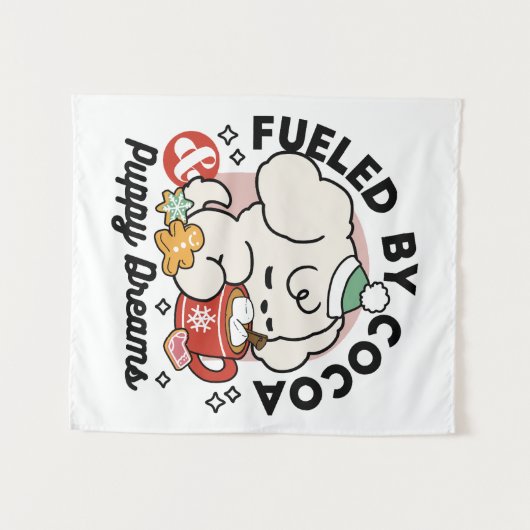 Gevoed door cacao en puppydromen - Schattigee wint Wandkleed (Voorkant (horizontaal))