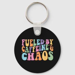 Gevoed door cafeïne en chaos Grappige retro koffie Sleutelhanger