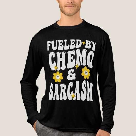Gevoed door chemo en sarcasme Grappige Chemotherap Tri-Blend Shirt (Voorkant volledig)