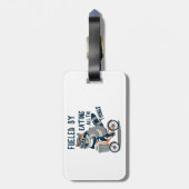 Gevoed door het eten van alle dingen Racoon Cyclin Bagagelabel (Achterkant verticaal)