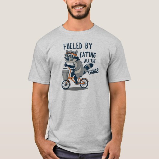 Gevoed door het eten van alle dingen Racoon Cyclin T-shirt (Voorkant)