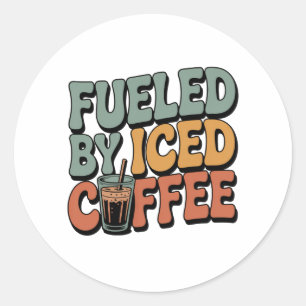 Gevoed door ijskoffie ronde sticker