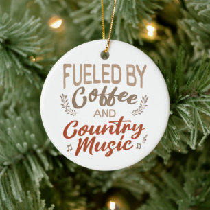Gevoed door koffie en country muziek kerst keramisch ornament