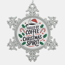 Gevoed door koffie en kerst spirit tin sneeuwvlok ornament