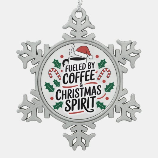 Gevoed door koffie en kerst spirit tin sneeuwvlok ornament (Voorkant)