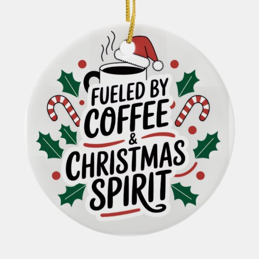 Gevoed door koffie en kerstgeest - Funny Christ Keramisch Ornament (Voorkant)