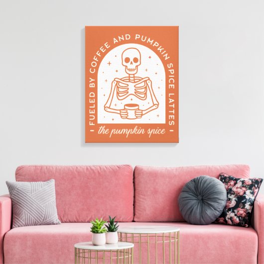 Gevoed door koffie en pompoen Spice Lattes Canvas Afdruk (Insitu (Woonkamer))