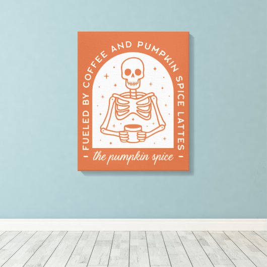 Gevoed door koffie en pompoen Spice Lattes Canvas Afdruk (Insitu (Houten vloer))