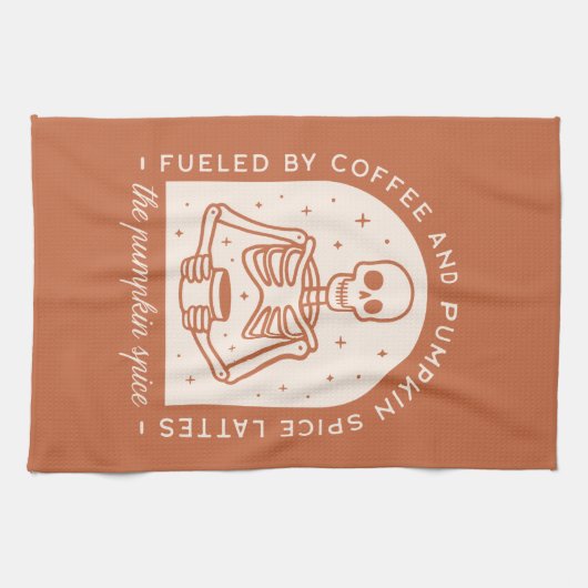Gevoed door koffie en pompoen Spice Lattes Theedoek (Horizontaal)