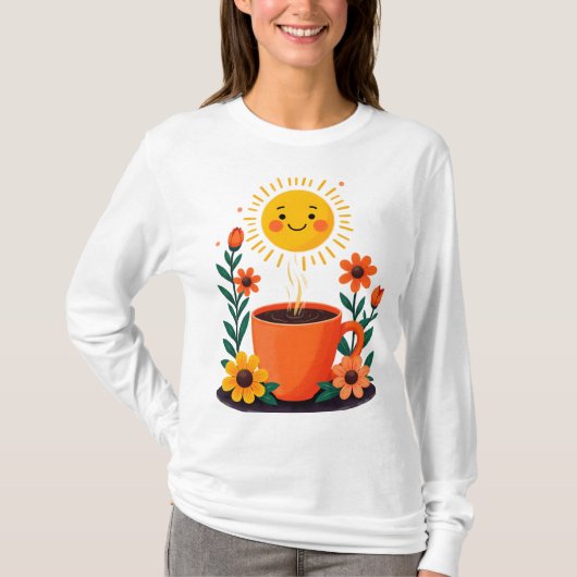 Gevoed door koffie en positiviteit t-shirt (Voorkant)