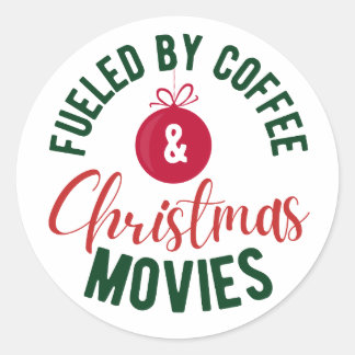 Gevoed door koffie & Kerstmis films Ronde Sticker