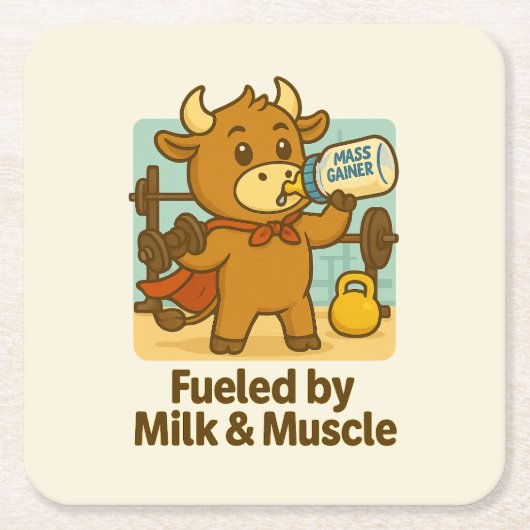 Gevoed door melk en spieren - Bullio de held Kartonnen Onderzetters (Voorkant)