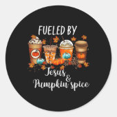 Gevoed door pompoenspecerij en Jesus Coffee Lover  Ronde Sticker (Voorkant)