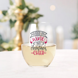 Gevoed door wijn en kerst Cheer Stemless Wine Wijnglas Zonder Voet