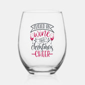 Gevoed door wijn en kerst Cheer Stemless Wine Wijnglas Zonder Voet (Voorkant)