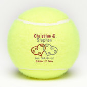 Gevoegd Hearts Wedding Tennis Favor Tennisballen (Achterkant)