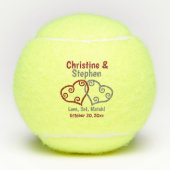 Gevoegd Hearts Wedding Tennis Favor Tennisballen (Voorkant)