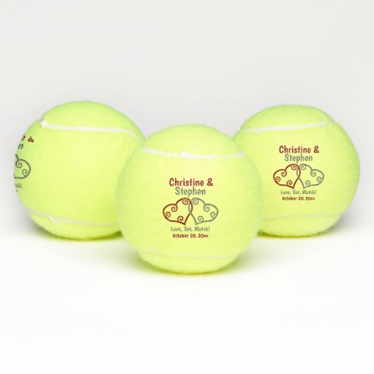 Gevoegd Hearts Wedding Tennis Favor Tennisballen (Multi)