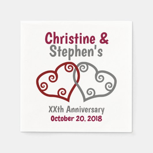 Gevoegd Jubileum van Milestone Hearts Servet (Voorkant)