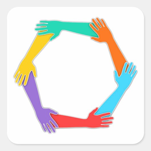 Gevoegde handen vierkante sticker (Voorkant)