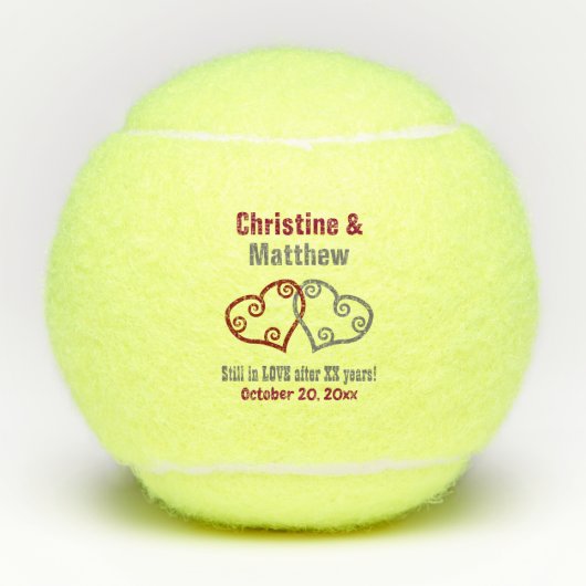 Gevoegde Jubileum voor Hearts Wedding Tennisballen (Voorkant)