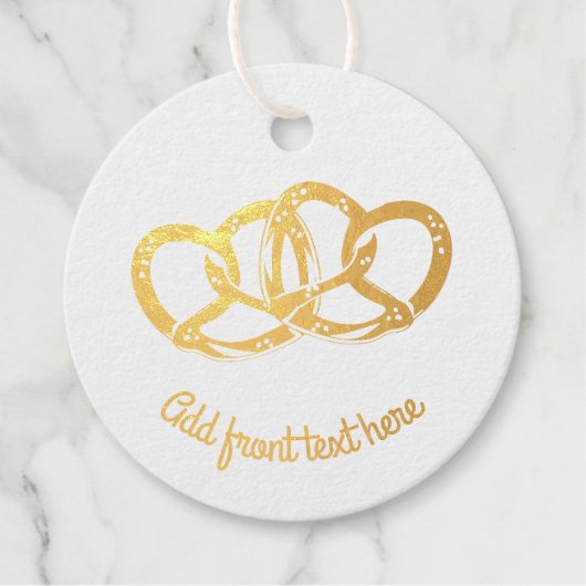 Gevoegde Pretzels - Bind de Knoop Gekoppelde Brood Bedankjes Labels (Voorkant)