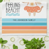 Gevoel Beachy Sun Waves Tropische Strepen Theedoek (Gevouwen)