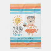 Gevoel Beachy Sun Waves Tropische Strepen Theedoek (Verticaal)