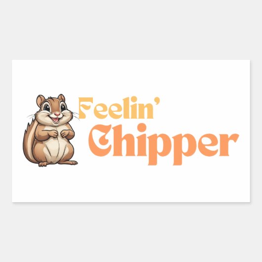 Gevoel Chipper Schattige Grappige Chipmunk Rechthoekige Sticker (Voorkant)