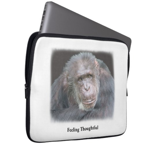 Gevoel Doordachte Chimpansee Laptop Hoesje Laptop Sleeve (Voorkant Rechts)