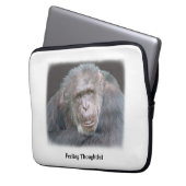 Gevoel Doordachte Chimpansee Laptop Hoesje Laptop Sleeve (Voorkant Links)
