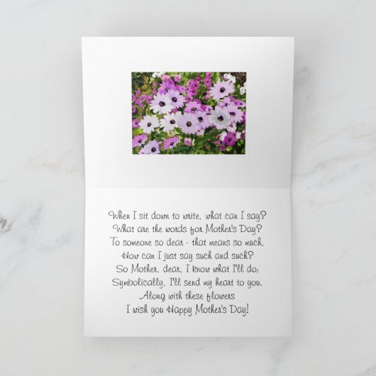 Gevoel en Bloemen op Moederdag Kaart (Binnen)