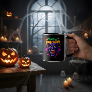 Gevoel Fang Tastic Halloween Vampire Design Tweekleurige Koffiemok