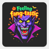 Gevoel Fang Tastic Halloween Vampire Design Vierkante Sticker (Voorkant)