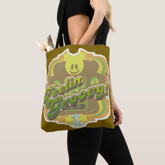 Gevoel Groovy Seventies Style Disco Art Fun Tote Bag (Dichtbij)