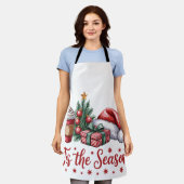 Gevoel Jolly Christmas Tree Hot Cocoa Holiday Schort (Gedragen)