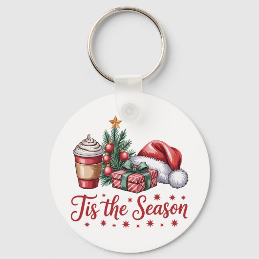 Gevoel Jolly Christmas Tree Hot Cocoa Holiday Sleutelhanger (Voorkant)