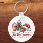 Gevoel Jolly Christmas Tree Hot Cocoa Holiday Sleutelhanger (Voorkant)