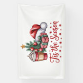 Gevoel Jolly Christmas Tree Hot Cocoa Holiday Spandoek (Verticaal)