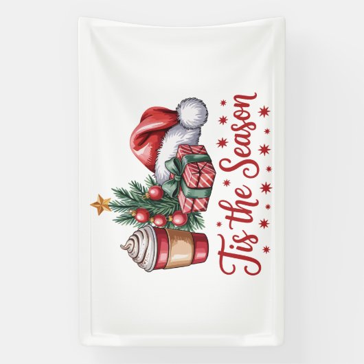 Gevoel Jolly Christmas Tree Hot Cocoa Holiday Spandoek (Verticaal)