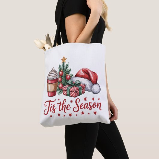 Gevoel Jolly Christmas Tree Hot Cocoa Holiday Tote Bag (Dichtbij)