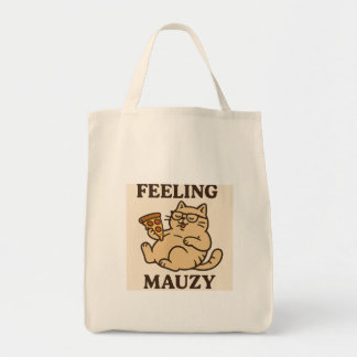Gevoel Mauzy – Retro Cat Pizza Vibes Esthetisch Tote Bag