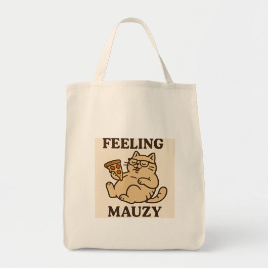 Gevoel Mauzy – Retro Cat Pizza Vibes Esthetisch Tote Bag (Voorkant)