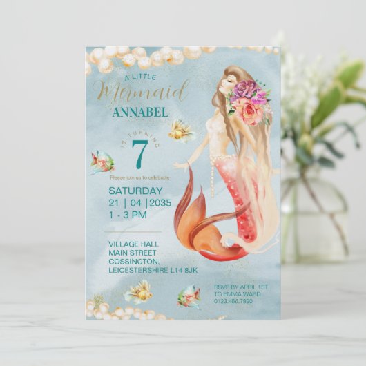  gevoel Mermaid Party Kraft Kaart (Staand voorkant)