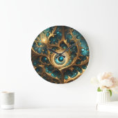 Gevoel van gezicht Blauwgroen en gouden fractal Ab Grote Klok (Huis)