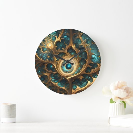 Gevoel van gezicht Blauwgroen en gouden fractal Ab Grote Klok (Huis)